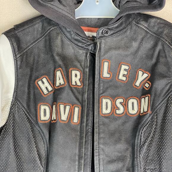 Harley Davidson Jacket Womens M Brown Rallyrunner Leather Hooded 3 in 1 Full Zip - Picture 5 of 16